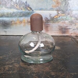 Vintage Round Glass Alcohol Spirit Lamp Lab Burner with Rusted Snuffer Cap